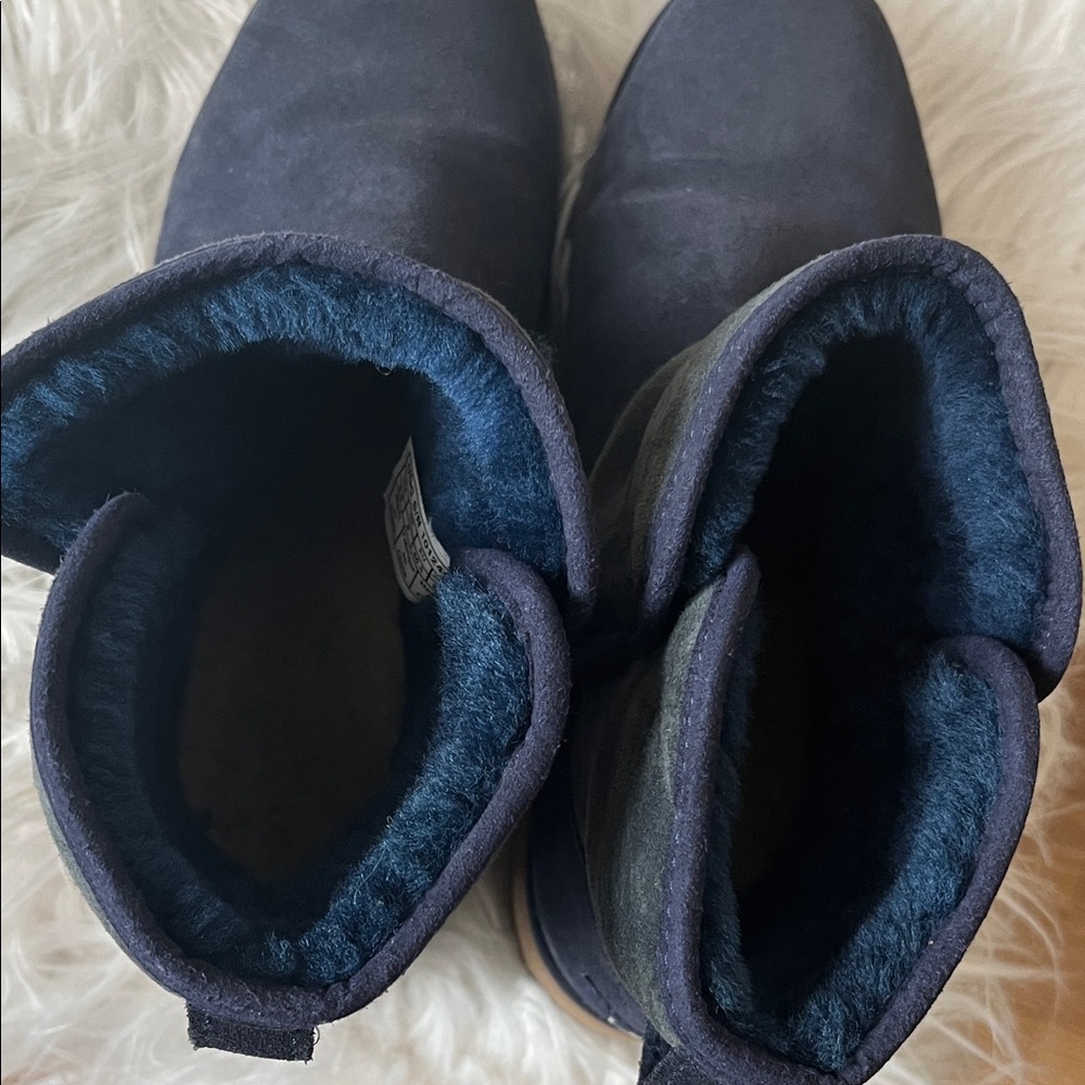 UGG Women Classic Mini II Navy Ankle Booties - Picture 6 of 9